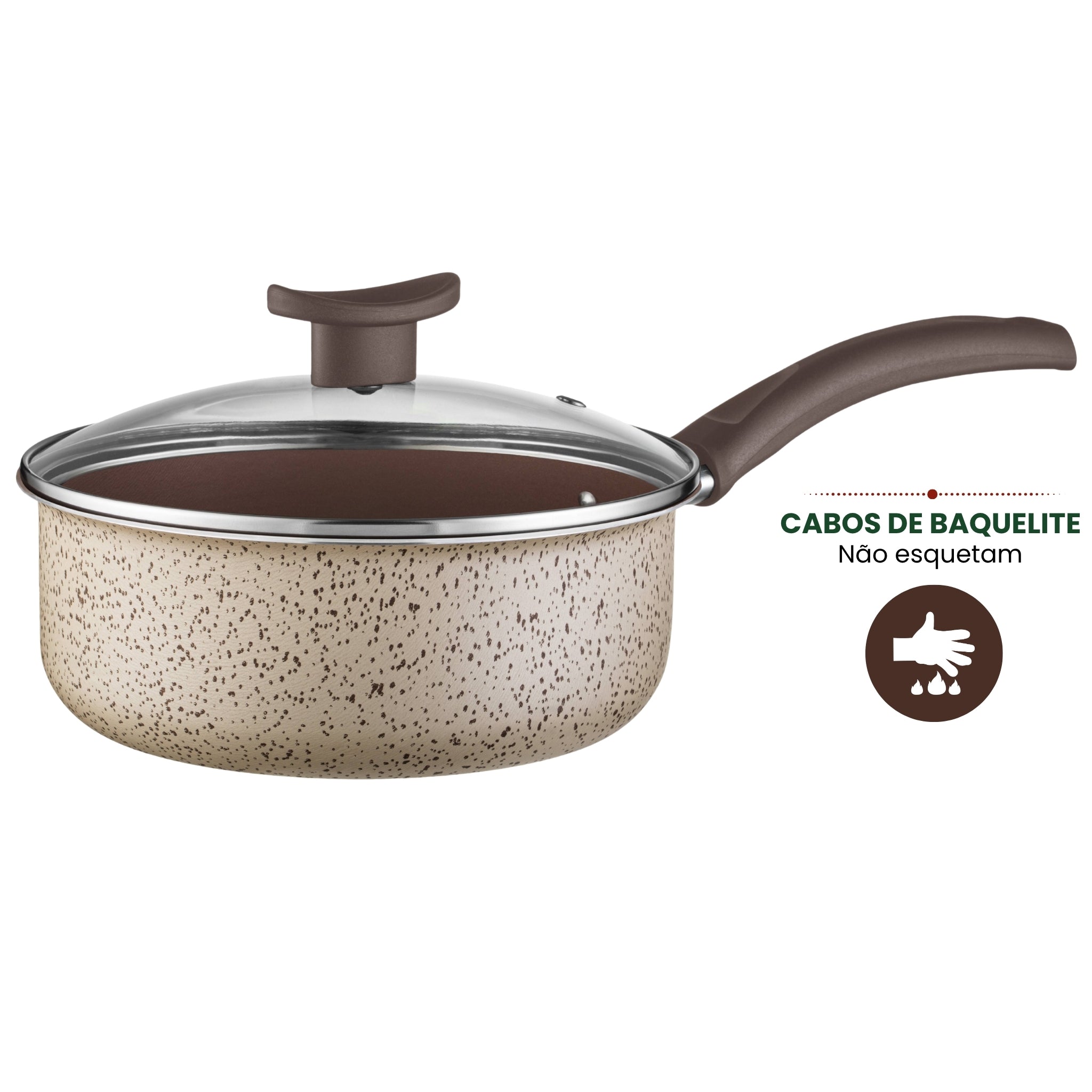 Jogo de Panela 10 Peças | Alumínio Antiaderente | Linha Premium | Essenza Di Chef - Cappuccino