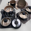 Jogo de Panelas Antiaderente 10 Peças - Preto com Bege