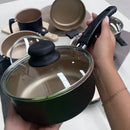 Jogo de Panelas Antiaderente 10 Peças - Preto com Bege