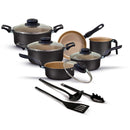 Jogo de Panelas Antiaderente 9 Peças - Preto com Bege