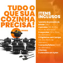 Conjunto De Panelas Antiaderente 17 Peças  - Preto