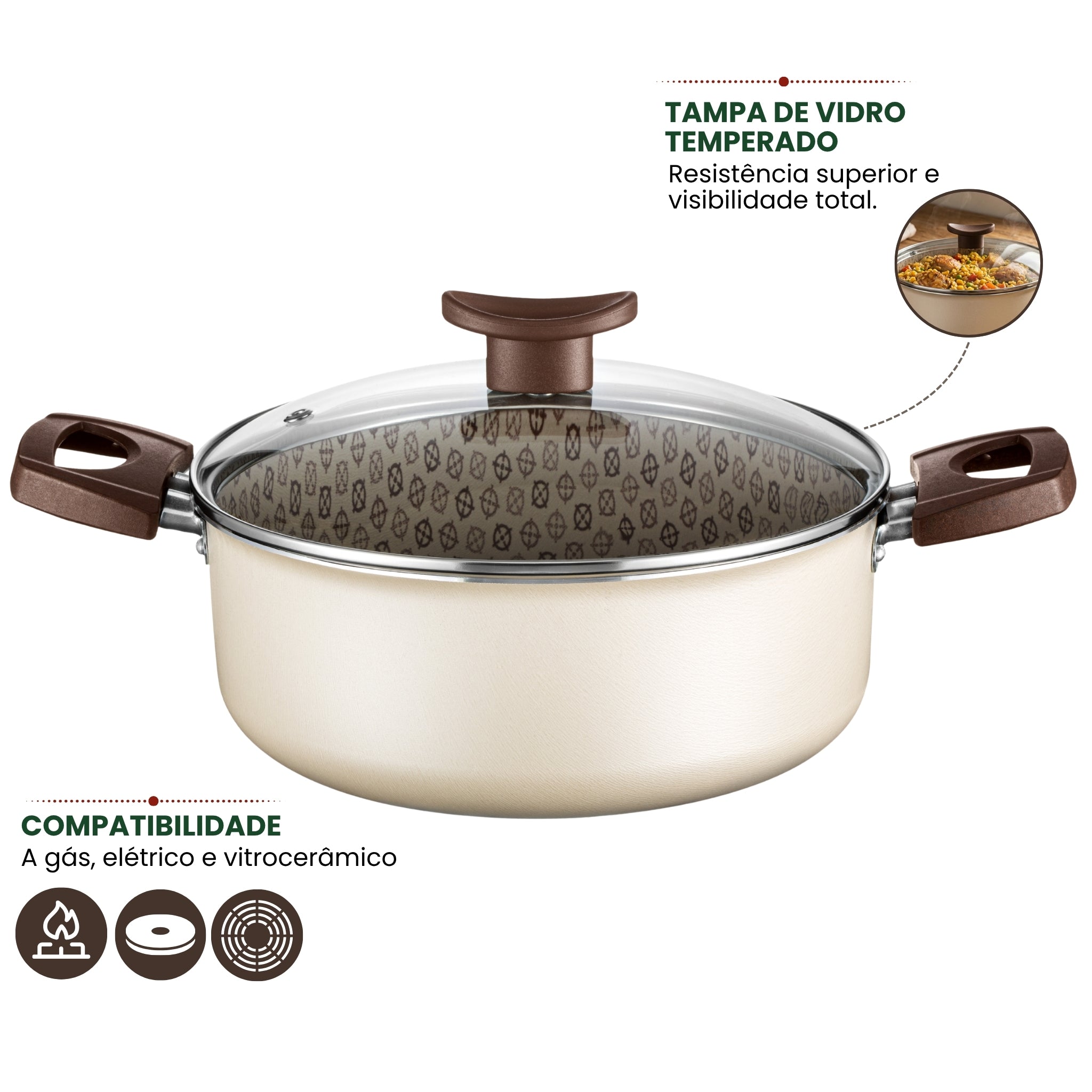Jogo de Panela 10 Peças | Alumínio Antiaderente | Linha Premium | Essenza Di Chef - Ivory