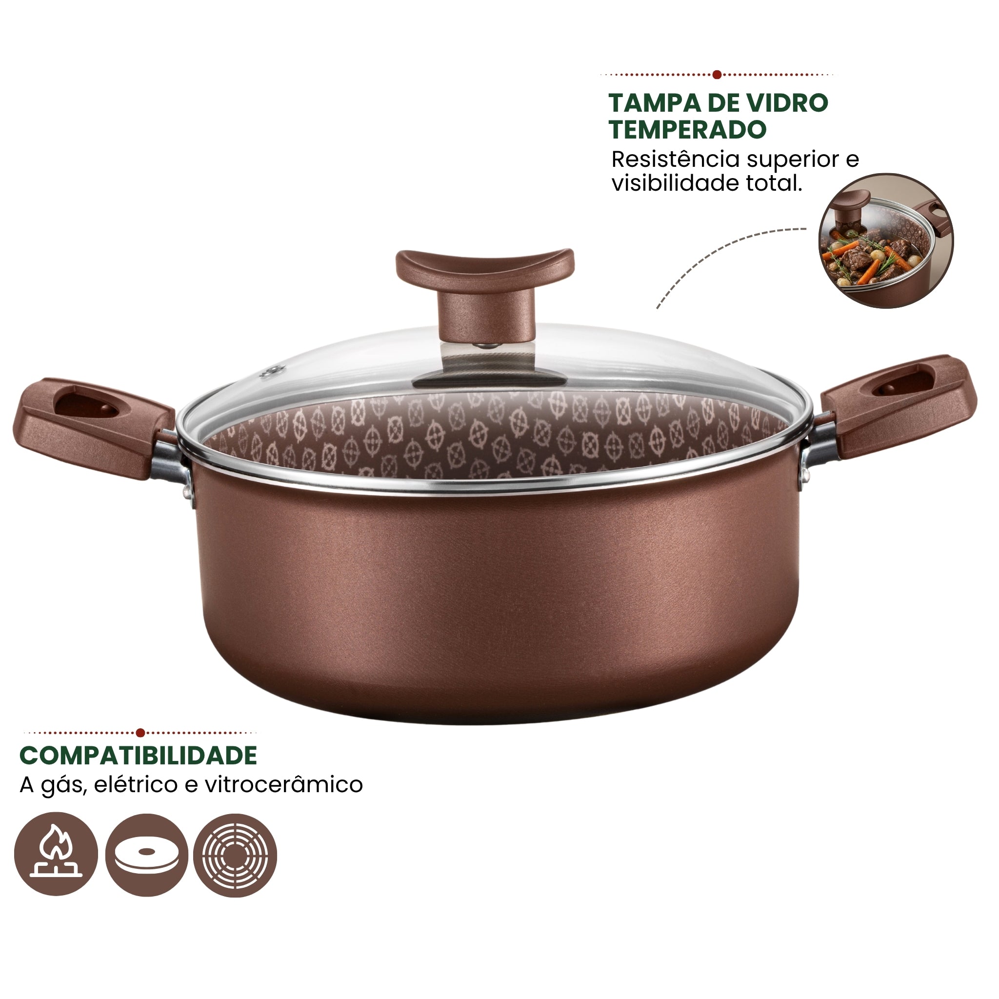 Jogo de Panela 10 Peças | Alumínio Antiaderente | Linha Premium | Essenza Di Chef - Marrom Escuro