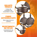 Conjunto Panelas Antiaderente 10 Peças Prime Alumínio - Marrom Escuro