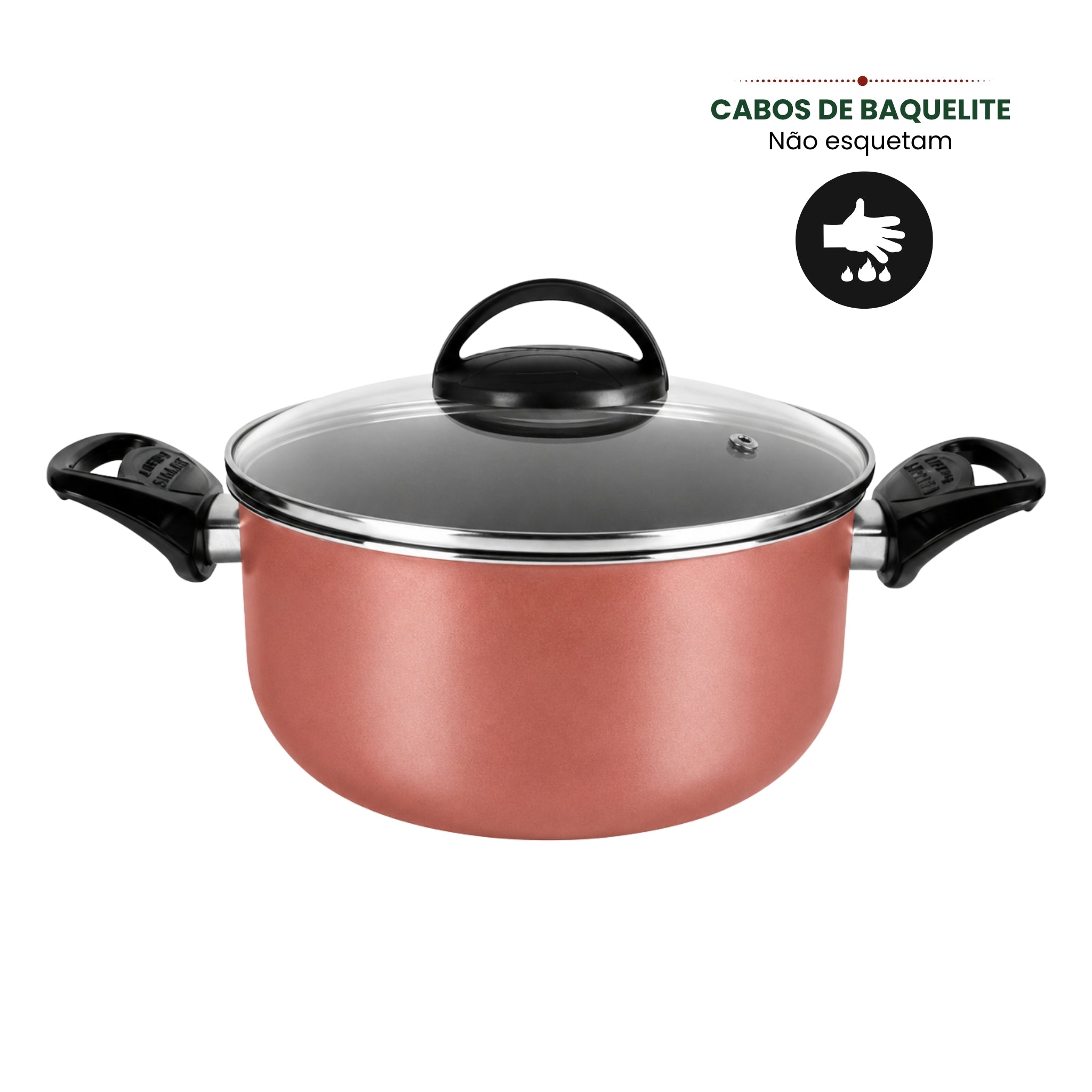Jogo de Caçarola 05 Peças | Alumínio Antiaderente | Linha Clássica | Essenza Di Chef - Rose