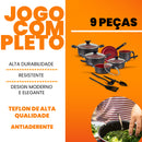 Jogo de Panelas Antiaderente 9 Peças - Preto com Cereja