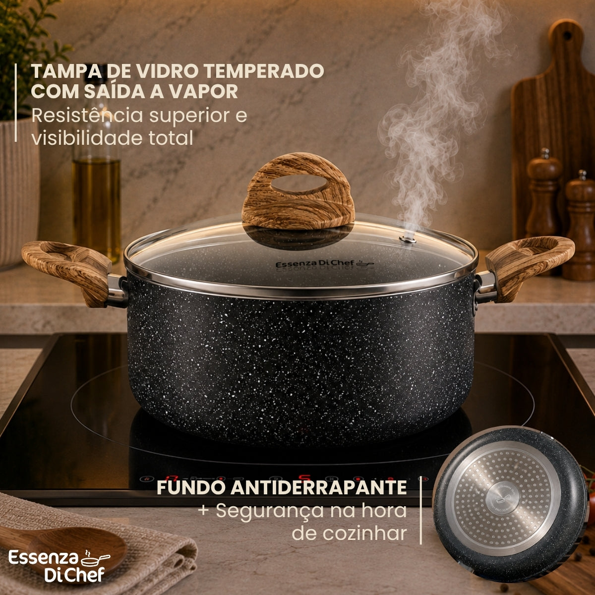 Jogo de Panelas 08 Peças | Cerâmica | Linha Stellato | Essenza Di Chef