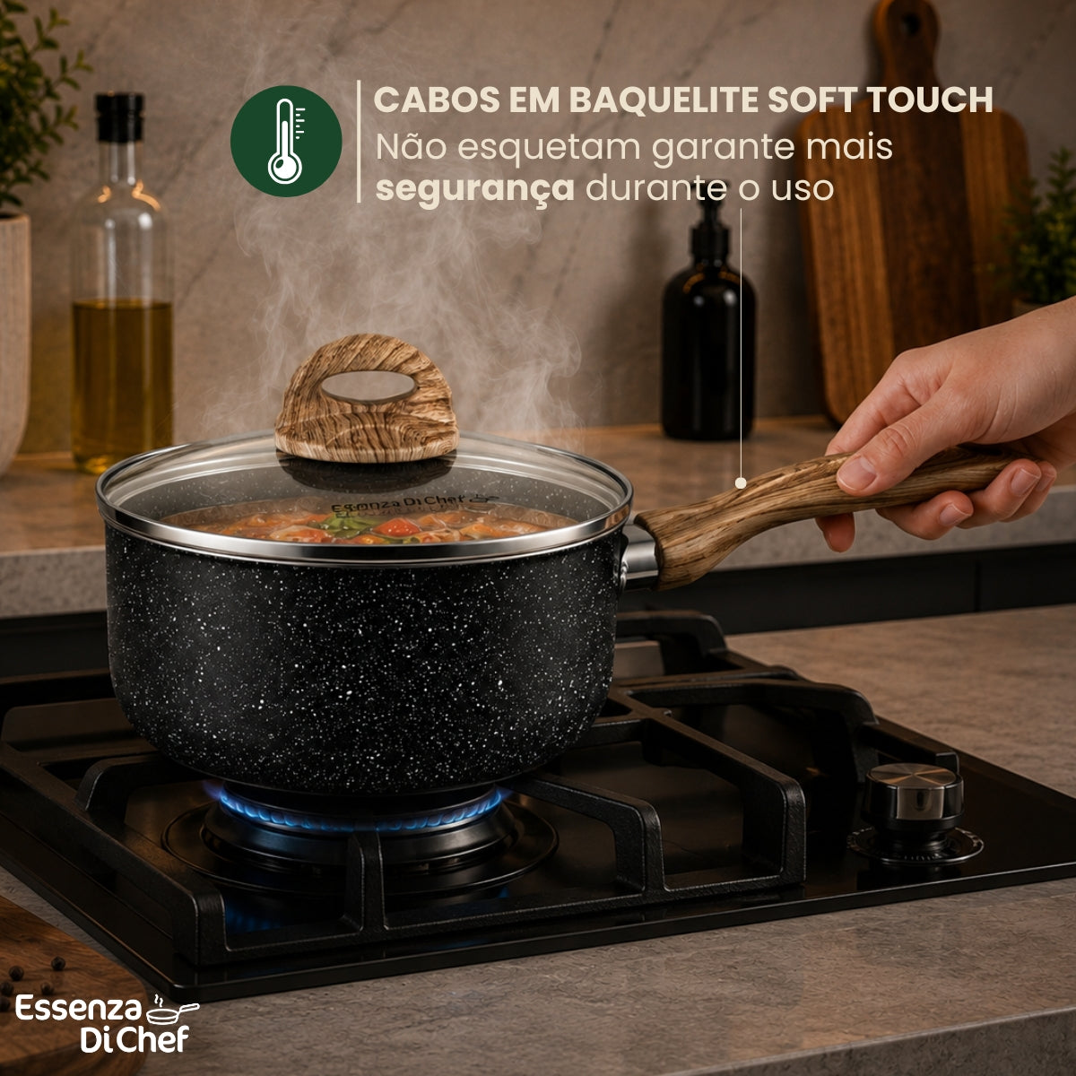 Jogo de Panelas 08 Peças | Cerâmica | Linha Stellato | Essenza Di Chef