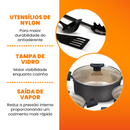 Jogo de Panelas Antiaderente 10 Peças - Preto com Bege