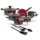 Jogo de Panelas Antiaderente 9 Peças - Preto com Cereja