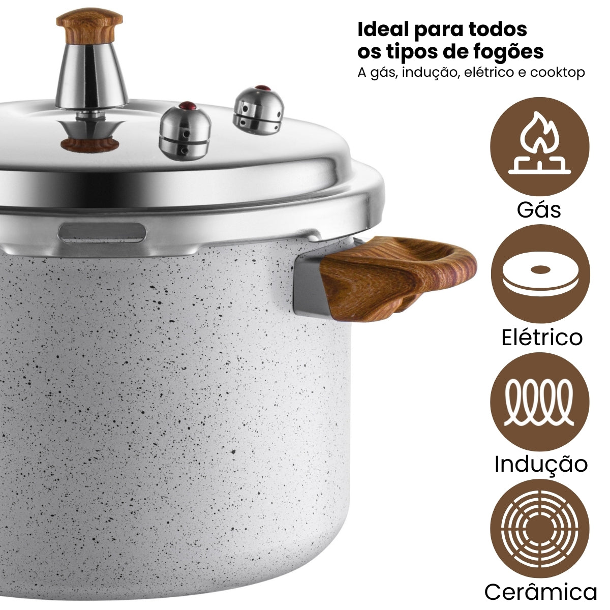 Panela de Pressão | 4,2L Fechamento Externo | Cerâmica Fava | Essenza Di Chef