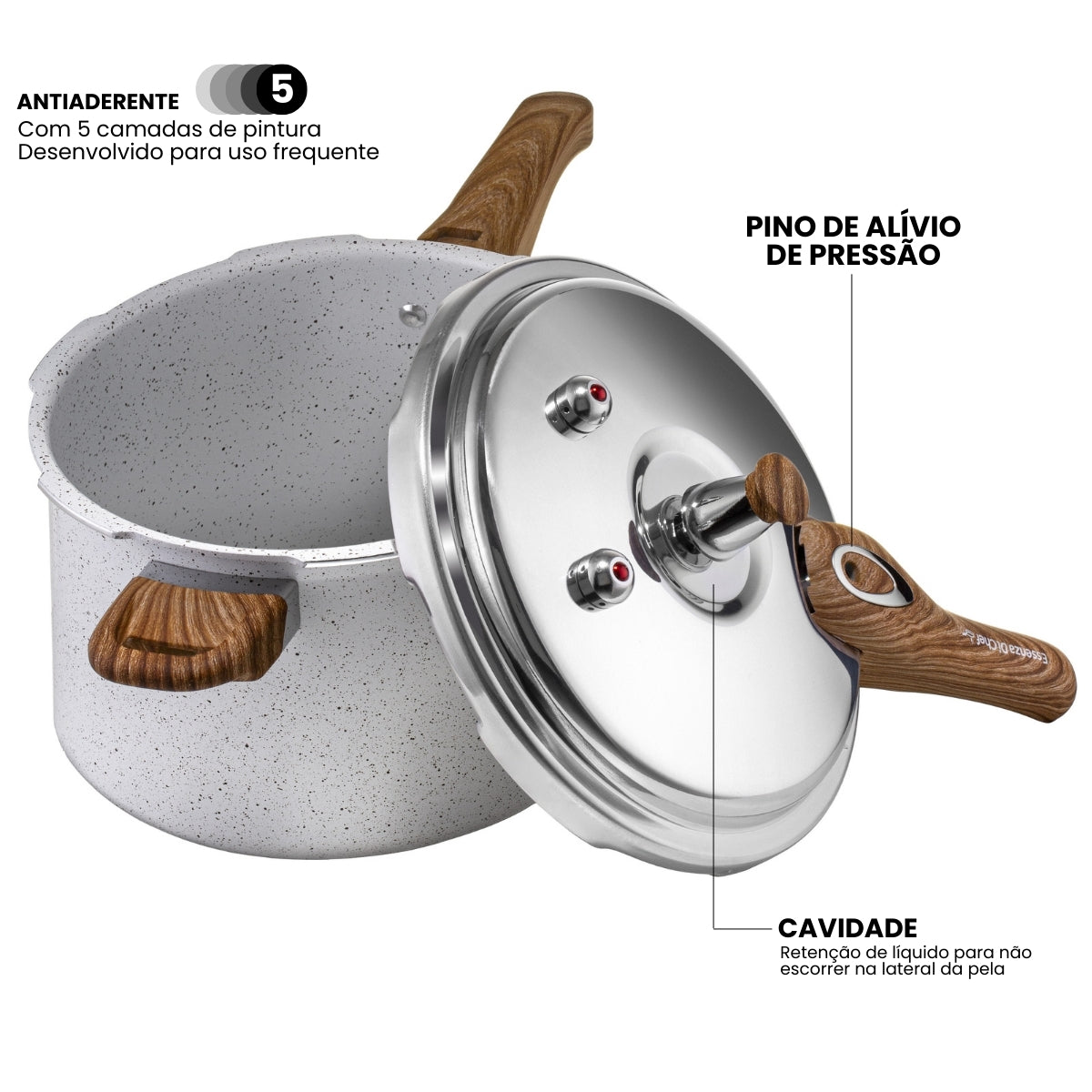 Panela de Pressão | 4,2L Fechamento Externo | Cerâmica Fava | Essenza Di Chef