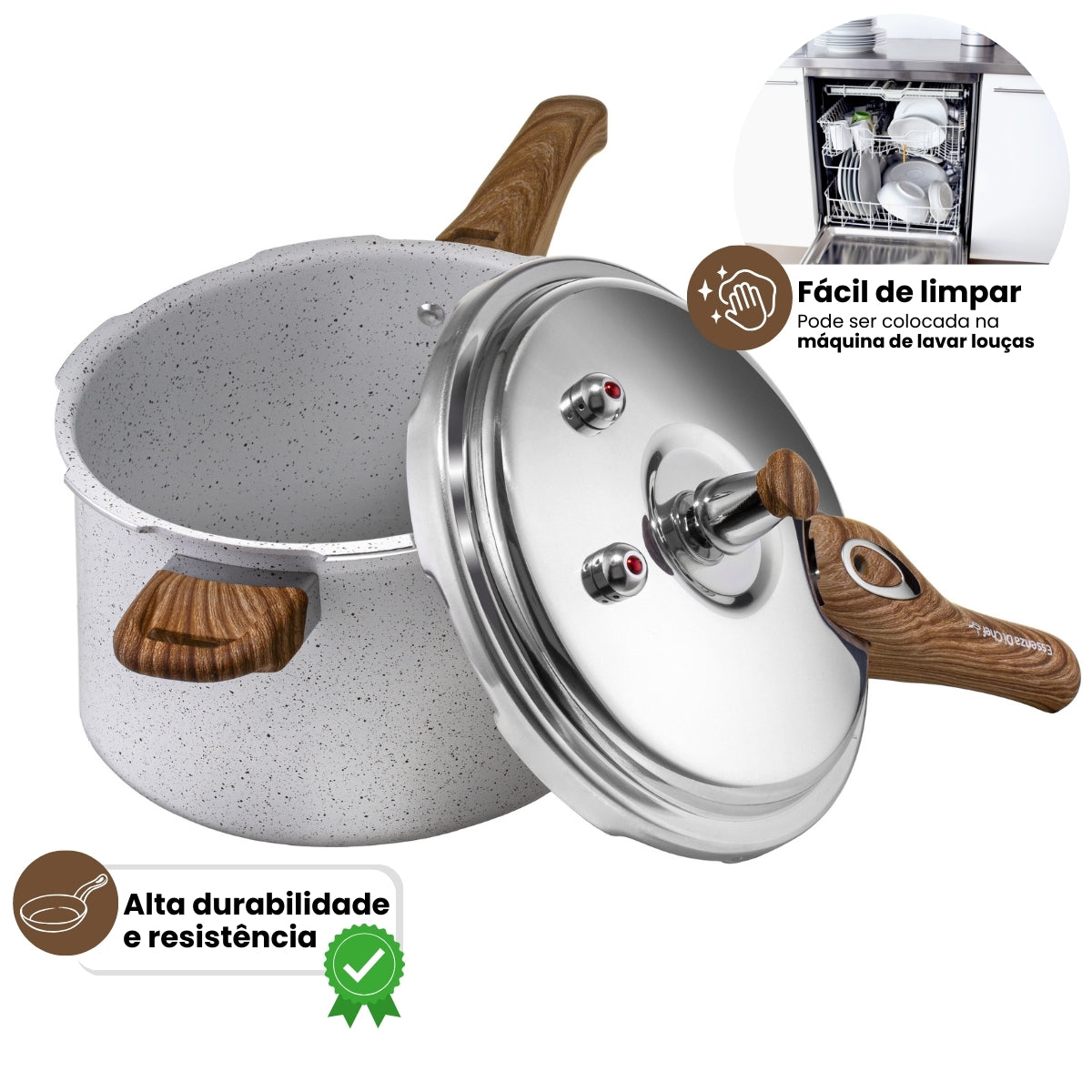 Panela de Pressão | 4,2L Fechamento Externo | Cerâmica Fava | Essenza Di Chef
