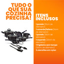 Jogo de Panelas Antiaderente 9 Peças - Preto