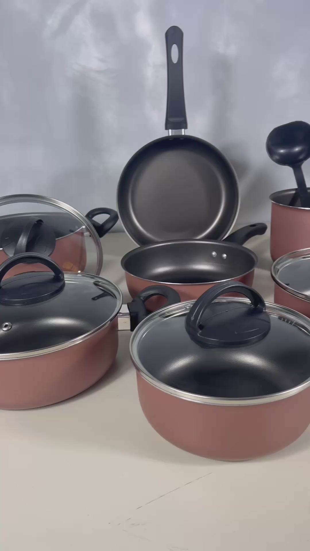 Jogo de Panelas Antiaderente 10 Peças - Rosé