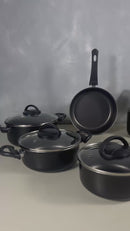 Jogo de Panelas Antiaderente 9 Peças - Preto