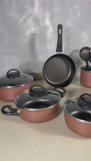 Jogo de Panelas Antiaderente 9 Peças - Rosé