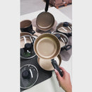 Jogo de Panelas Antiaderente 10 Peças - Preto com Bege